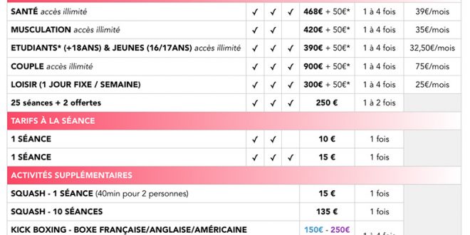 Tarifs